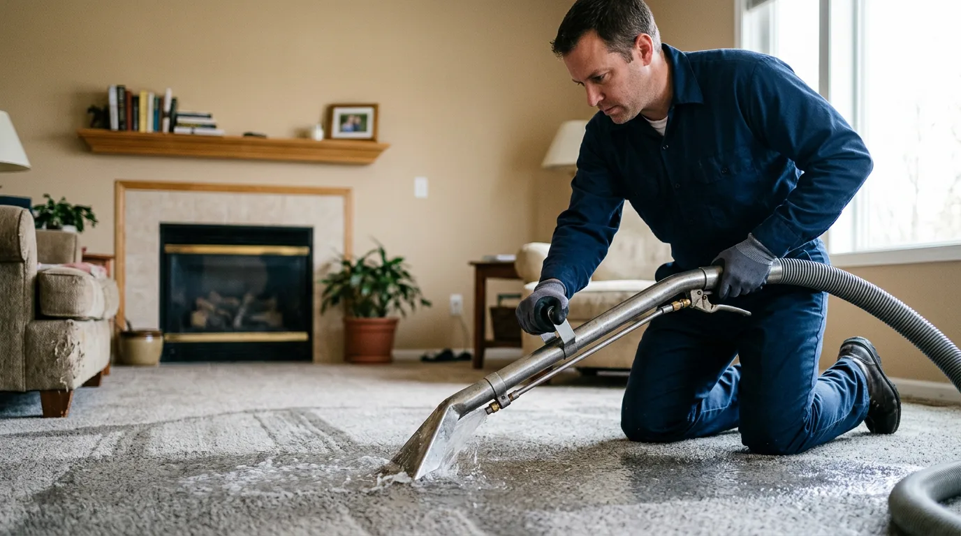 Water damage restoration technician working near Monahans, TX